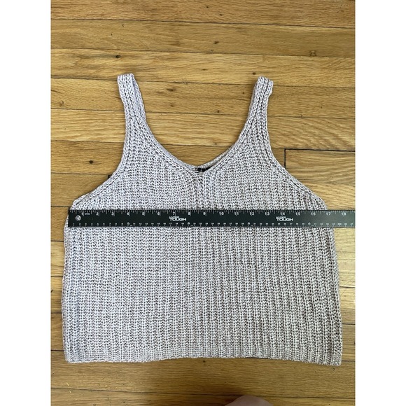 Moon & Madison Large Crochet Knit Tank Top Sleeveless Light Tan Cream Boho - Picture 3 of 8